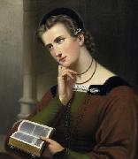 unknow artist Portrat einer jungen Frau mit Bibel Sweden oil painting artist